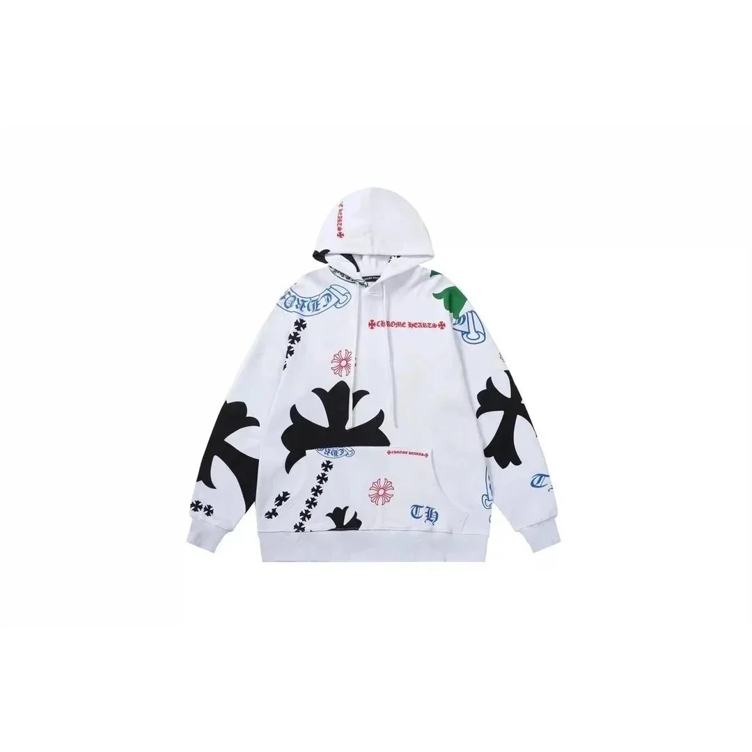 Chrome Hearts Floral Cross Print Hoodie White