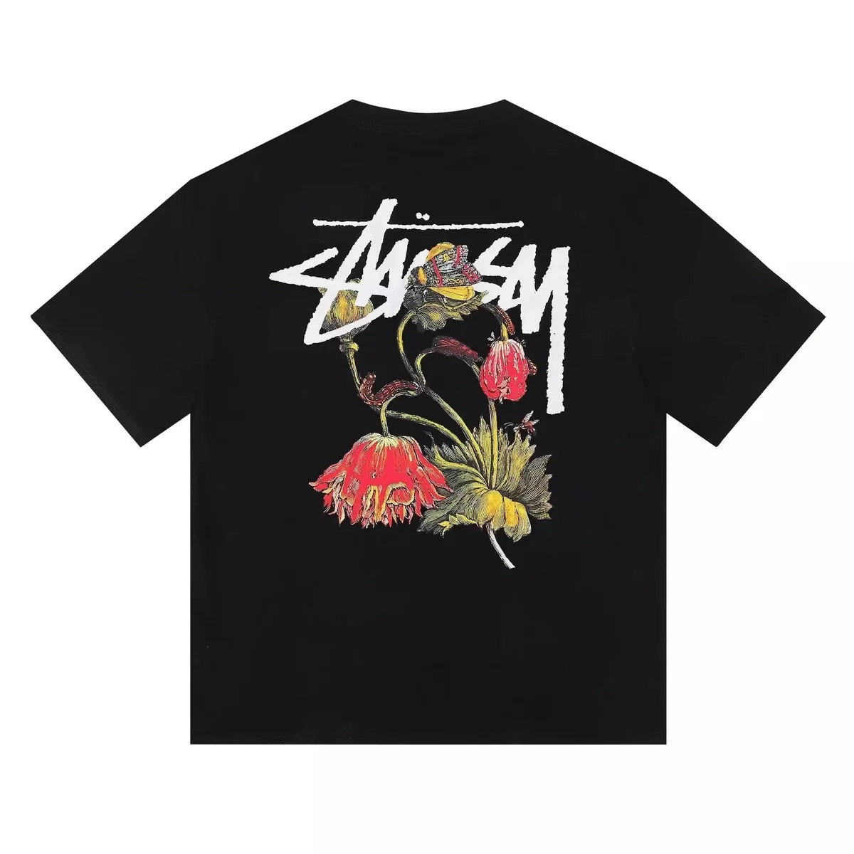Stussy Stüssy Floral Print T-Shirt Black