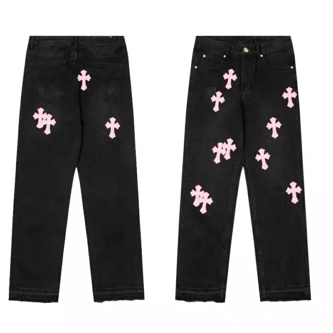 Chrome Hearts Pink Cross Denim Jeans