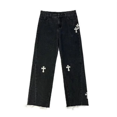 Chrome Hearts Cross Embroidered Black Jeans