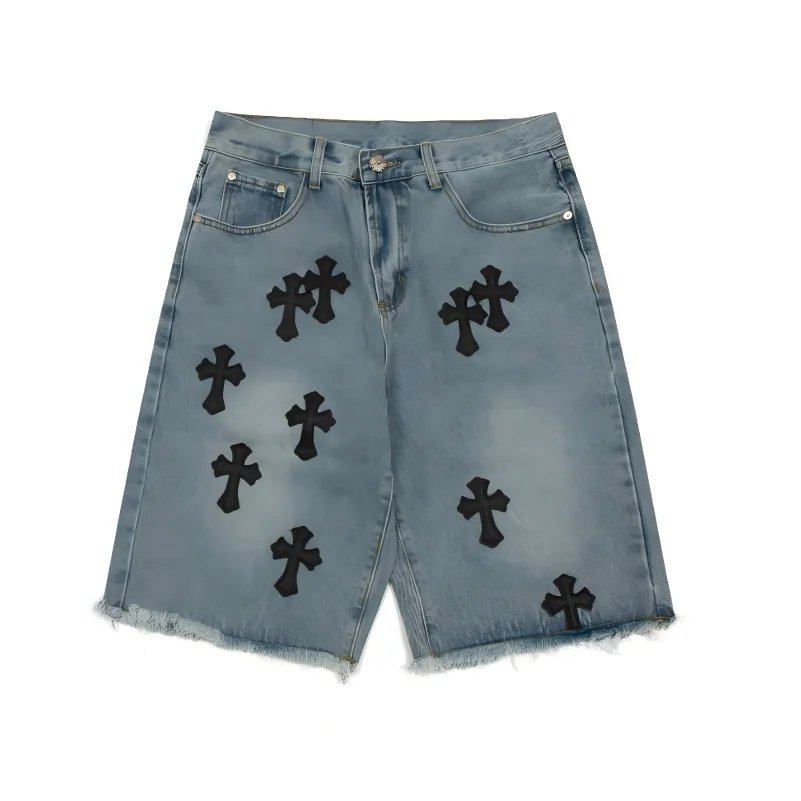 Chrome Hearts Cross Denim Shorts Blue