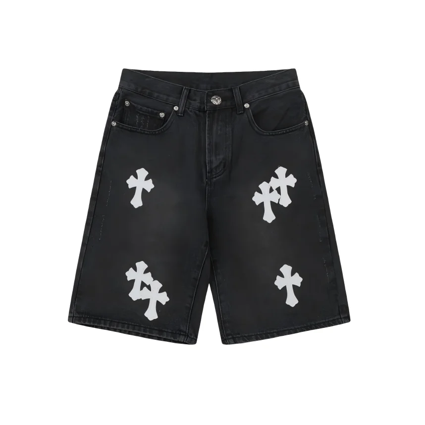 Chrome Hearts CH Cross Black Denim Shorts
