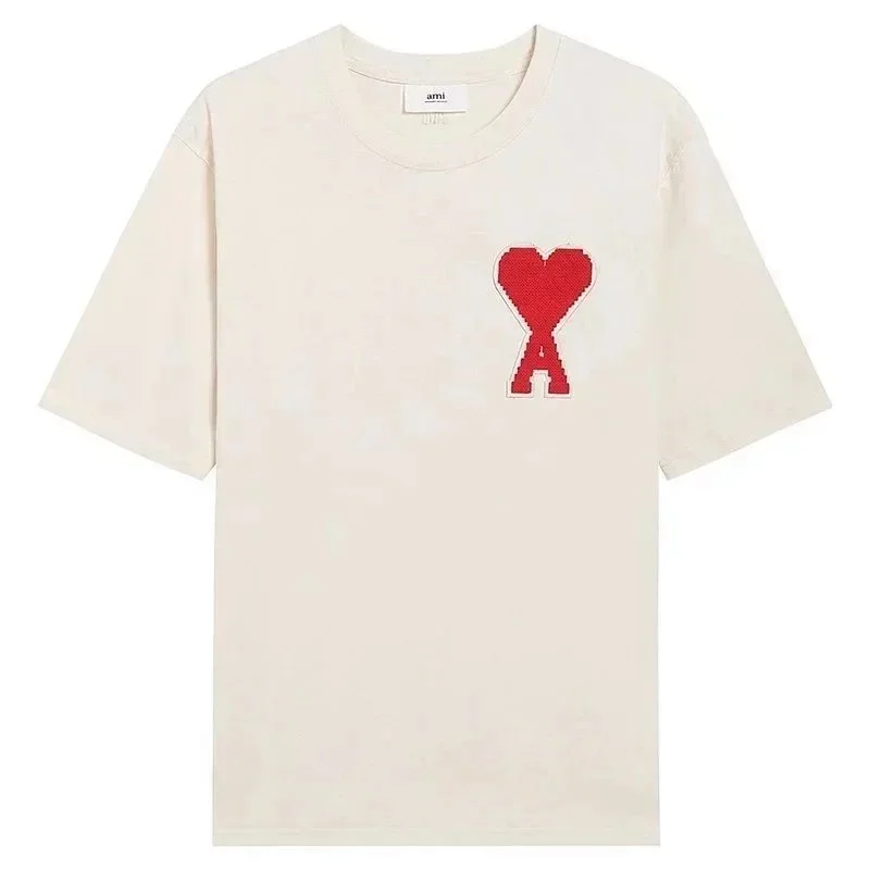 Ami Paris AMRI T-Shirt Cream Red Heart Logo
