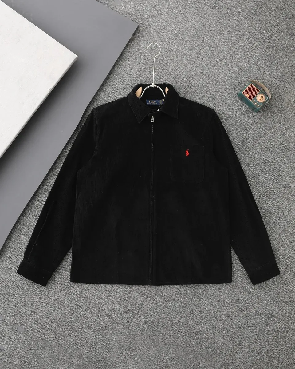 Polo Ralph Lauren Black Corduroy Zip-Up Jacket