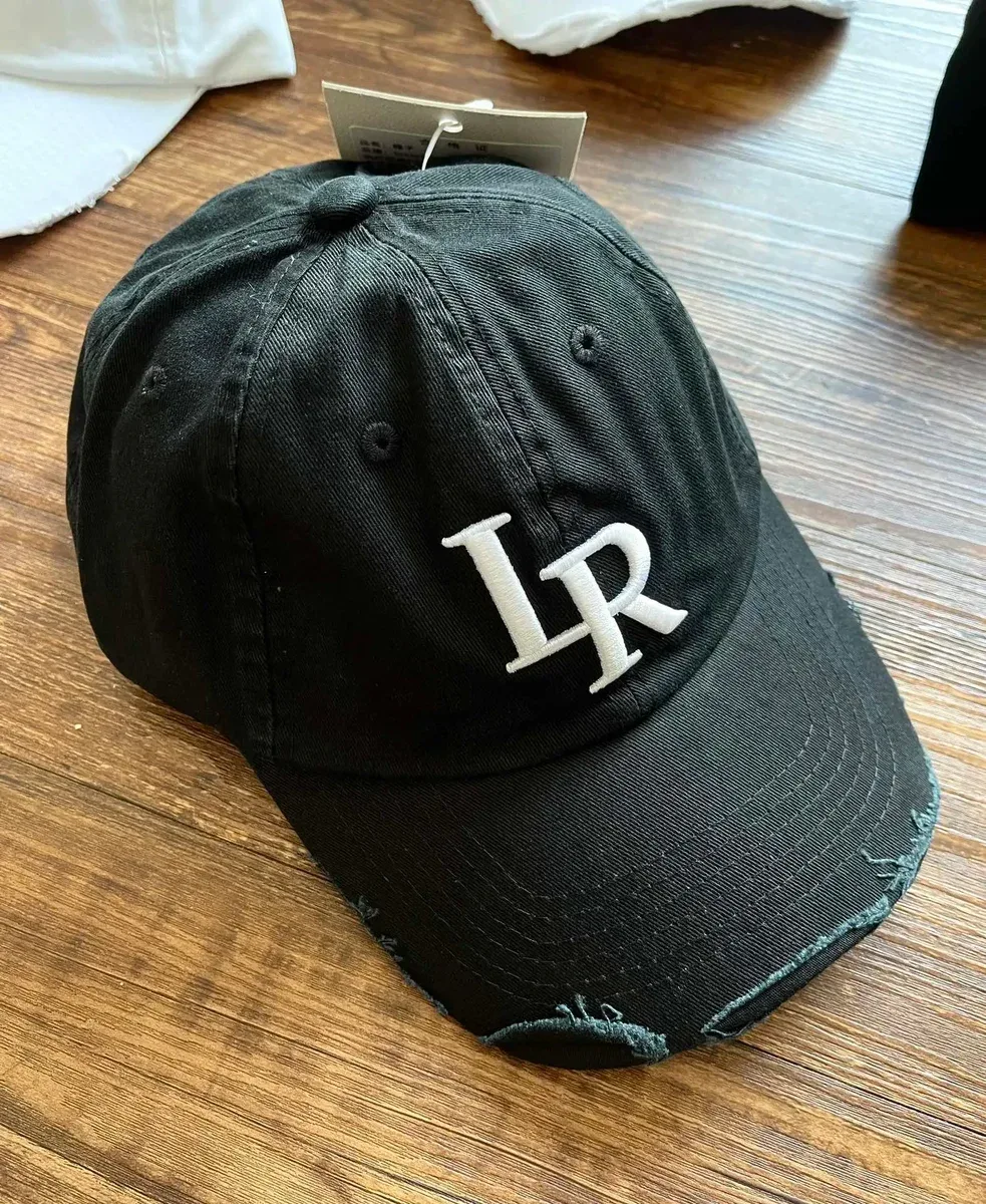 LR Black Distressed Baseball Cap