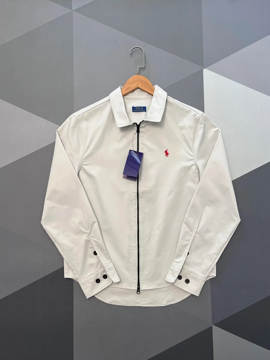 Polo Ralph Lauren White Zip-Up Shirt Jacket