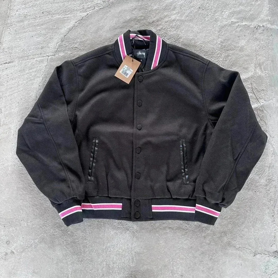 Stussy Black Pink Trim Bomber Jacket