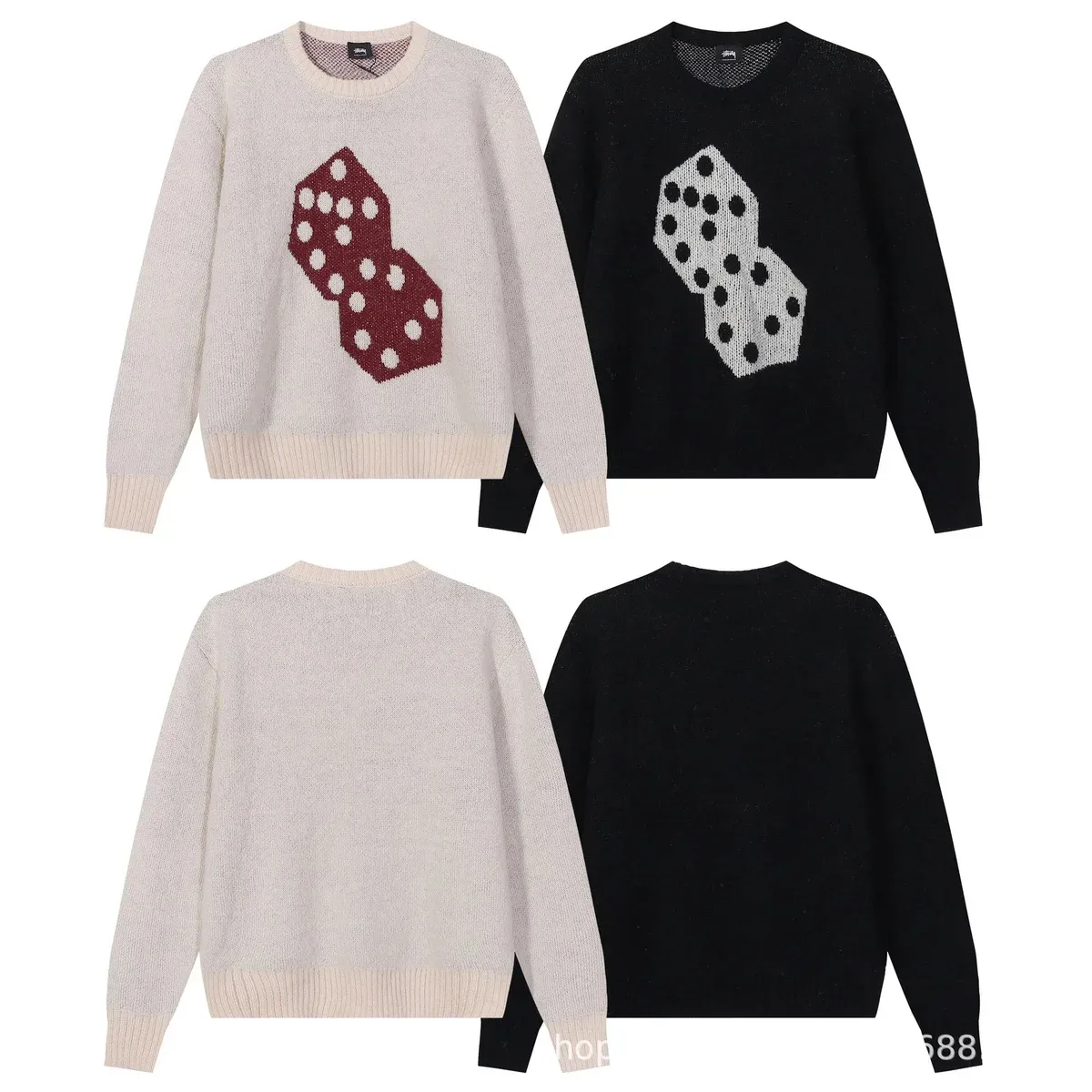 Stussy Dice Knit Sweater Cream/Black