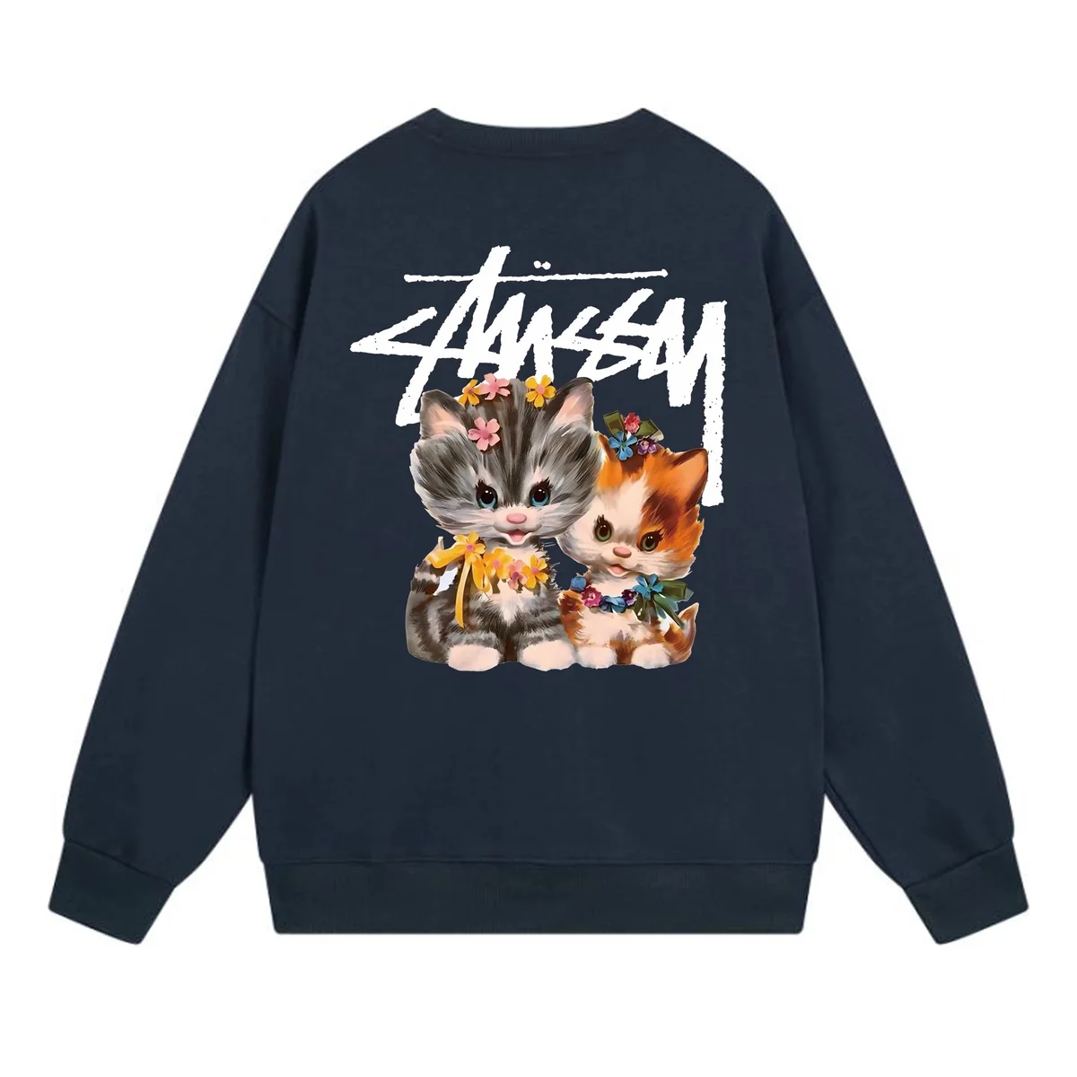 Stussy Stüssy Cat Print Crewneck Sweatshirt 20藏青