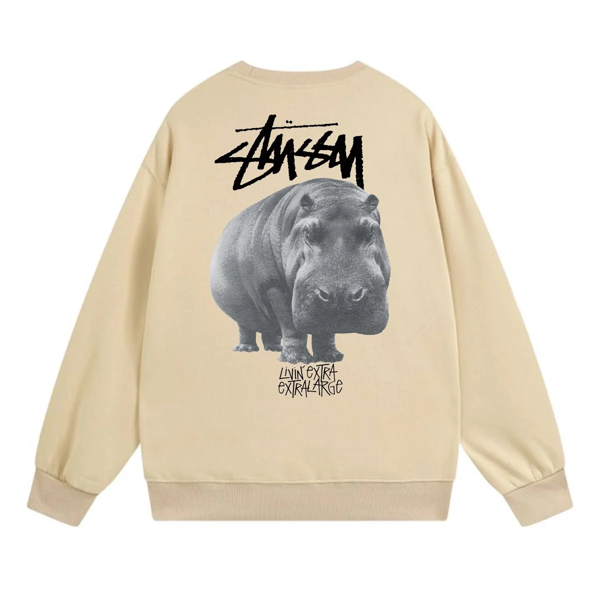 Stussy Hippo Graphic Crewneck Sweatshirt 29杏色