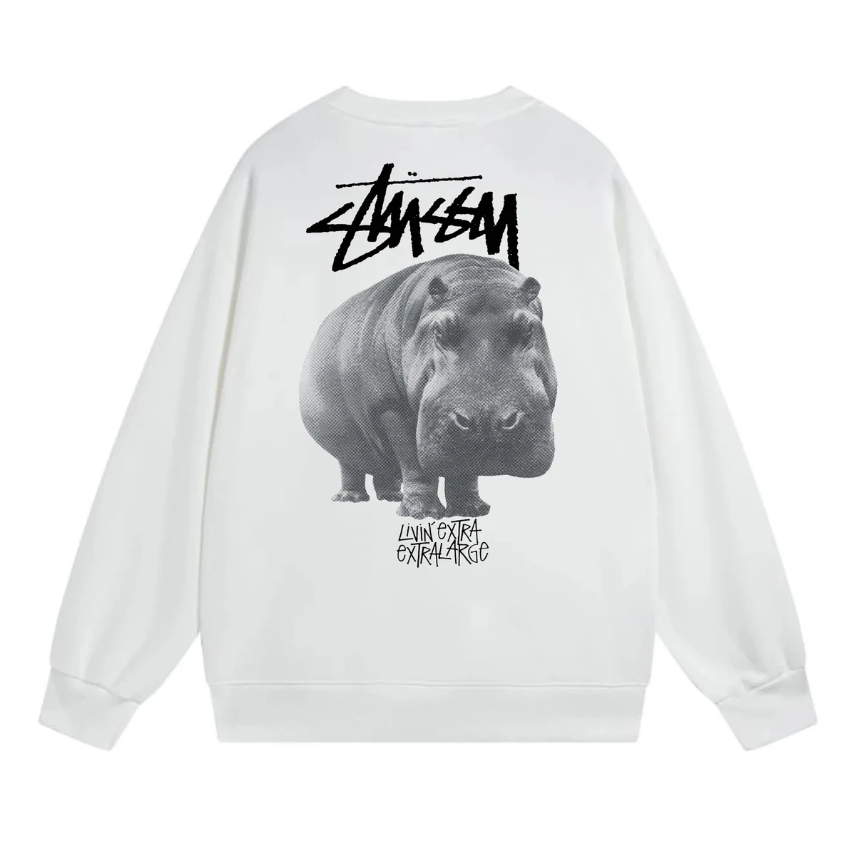 Stussy Hippo Graphic Crewneck Sweatshirt White