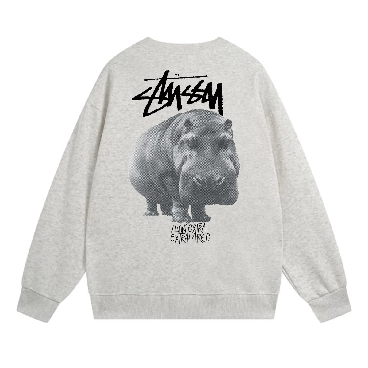 Stussy Hippo Graphic Crewneck Sweatshirt Grey