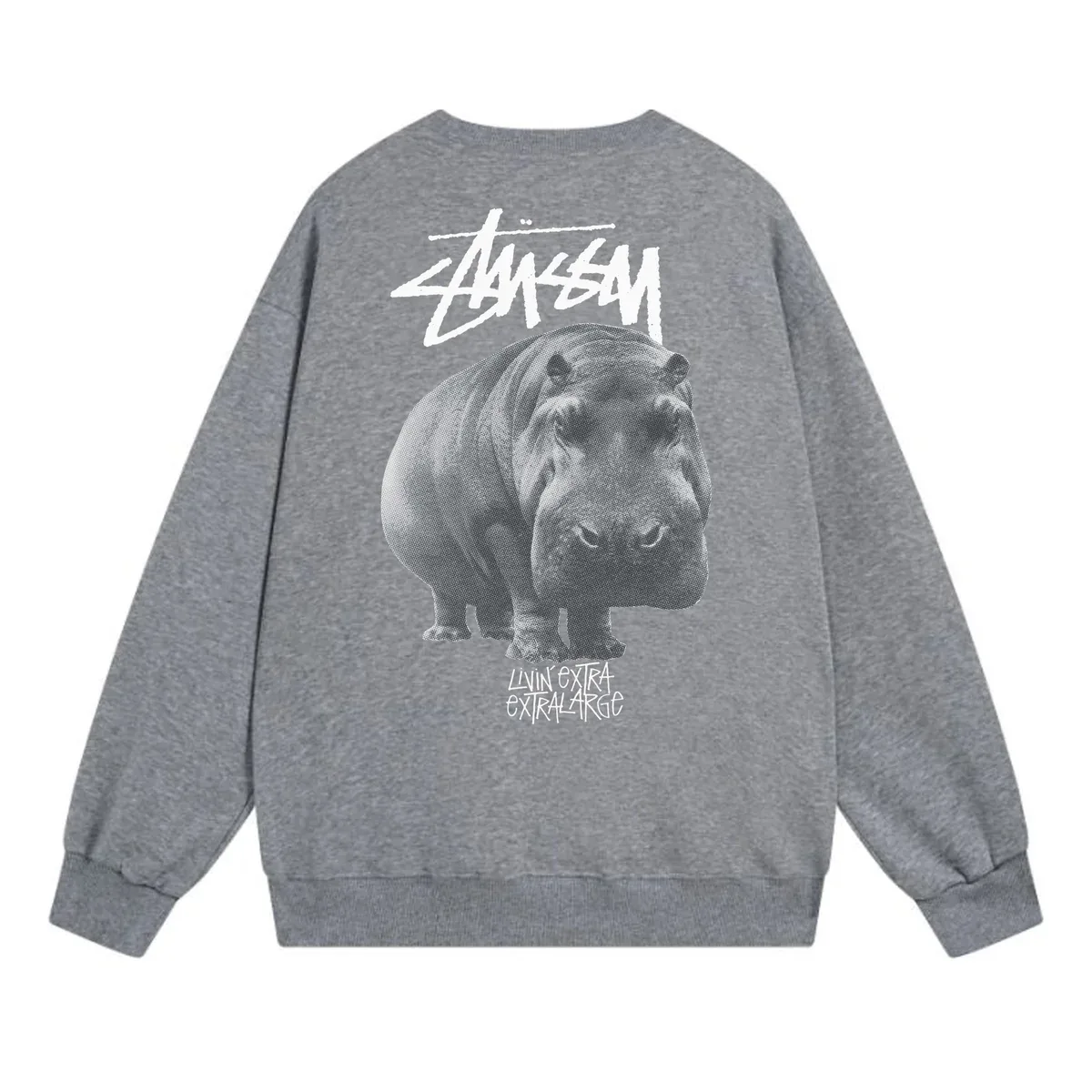 Stussy Hippo Graphic Crewneck Sweatshirt in 28 Grey