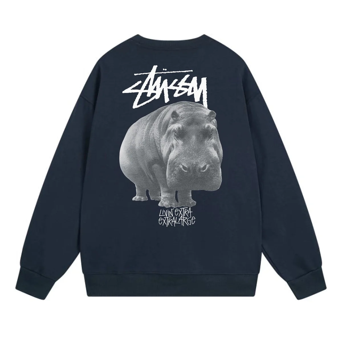 Stussy Stüssy Hippo Graphic Crewneck Sweatshirt Navy
