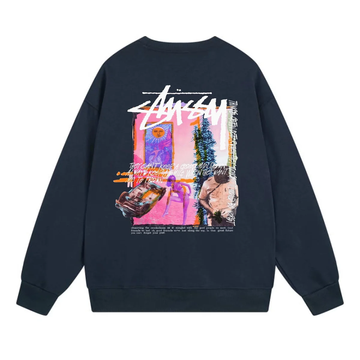 Stussy Stüssy Graphic Crewneck Sweatshirt Navy