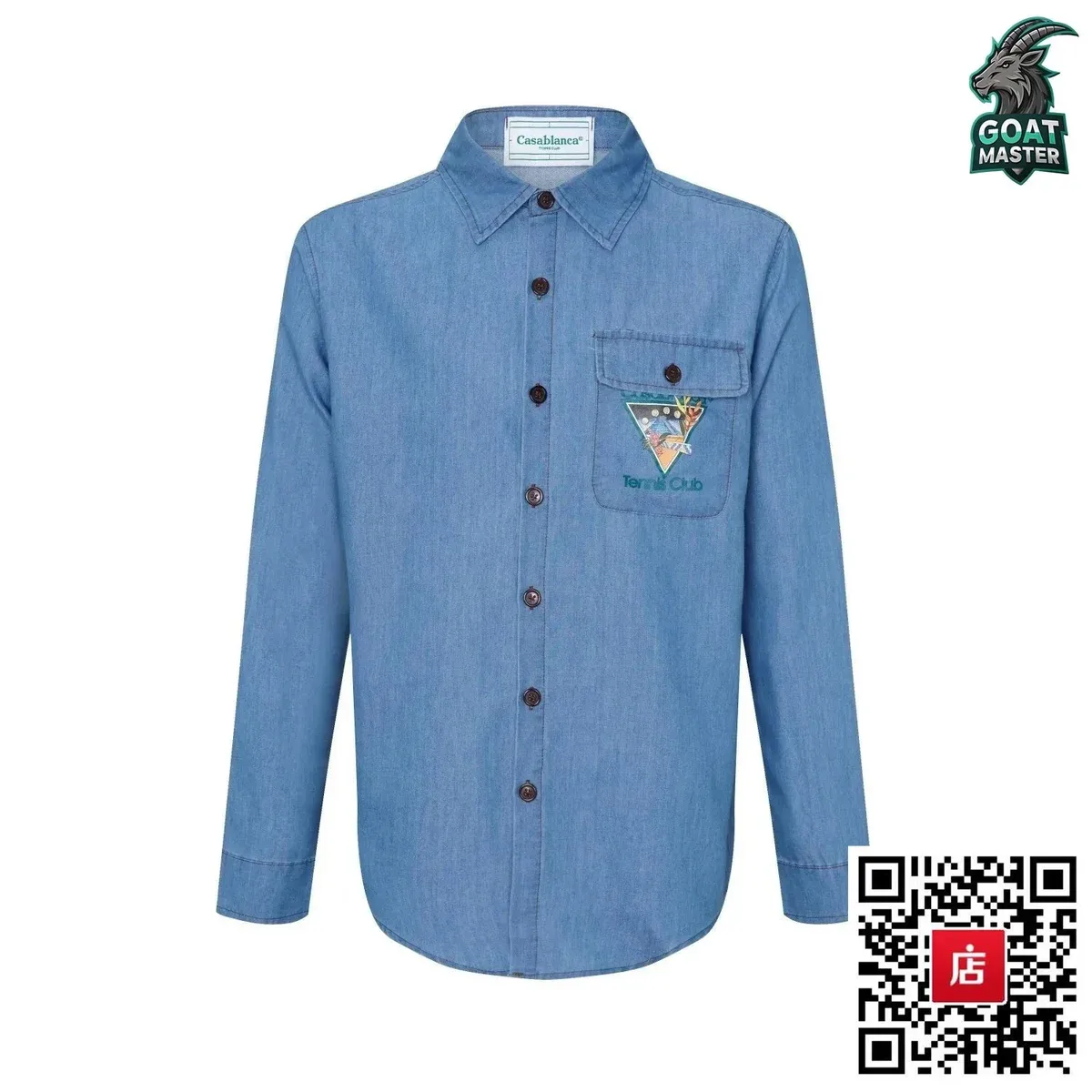 Casablanca Tennis Club Denim Shirt Blue