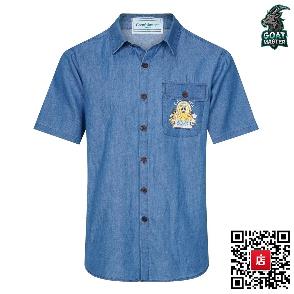 Casablanca Denim Short Sleeve Shirt Blue Casual Top
