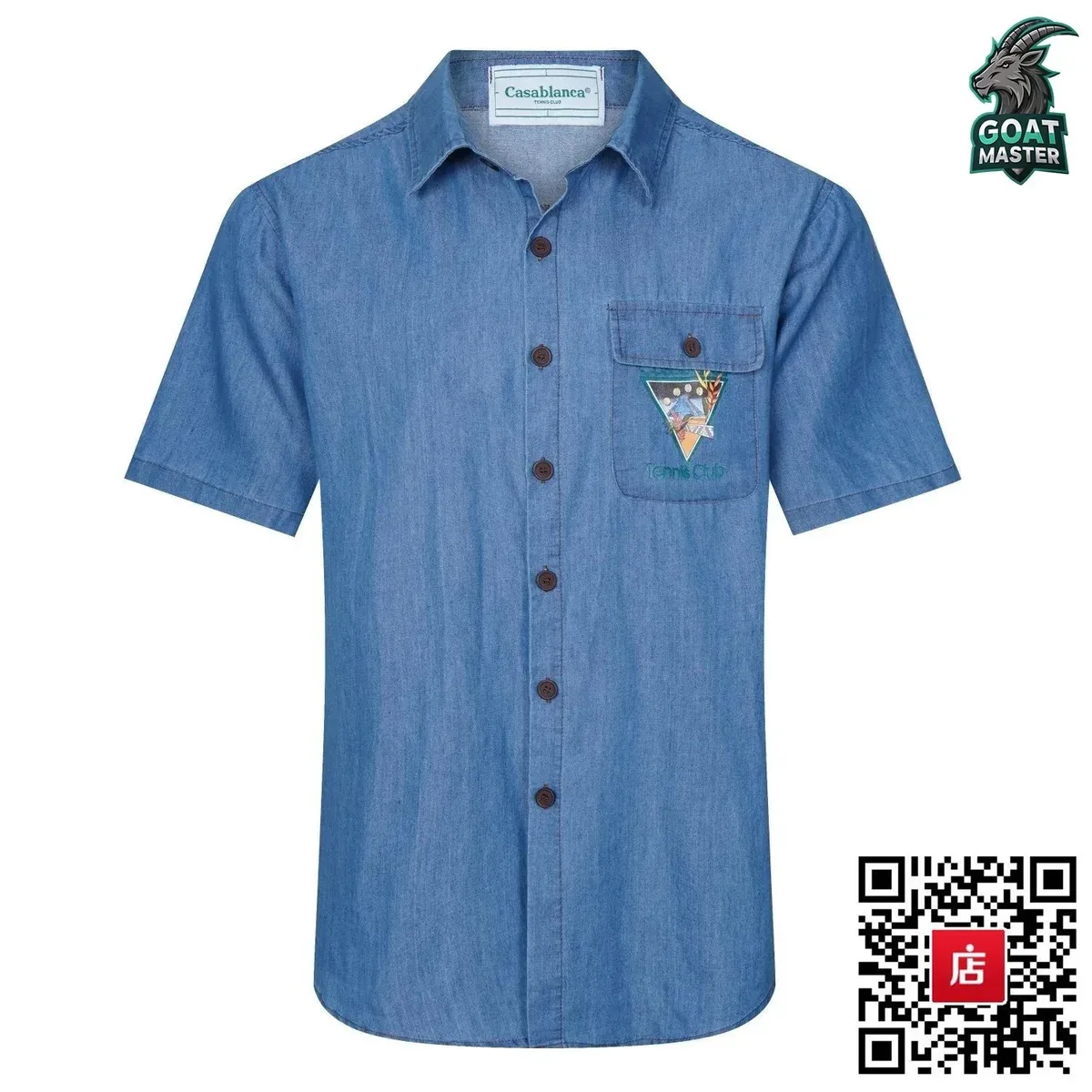 Casablanca Tennis Club Denim Shirt Blue