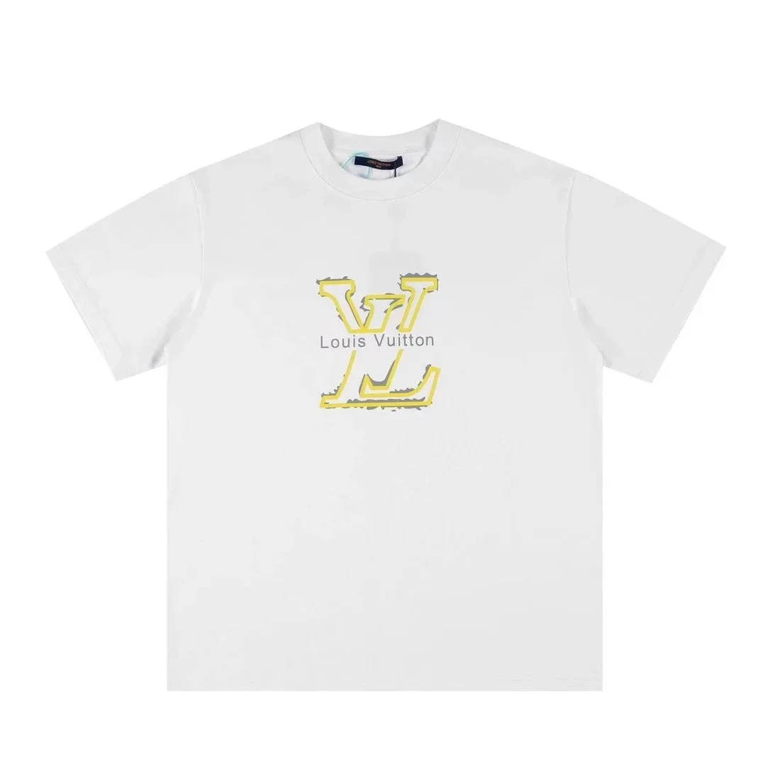 Louis Vuitton White Yellow LV Logo T-Shirt