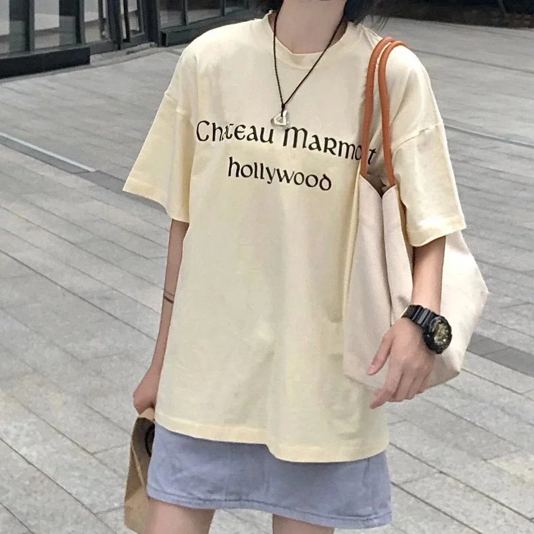Unisex Yellow英文 'Chateau Marmot hollywood' T-Shirt