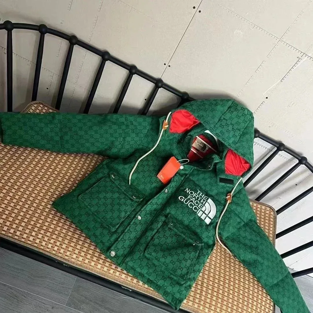 Gucci The North Face Green GG Monogram Parka