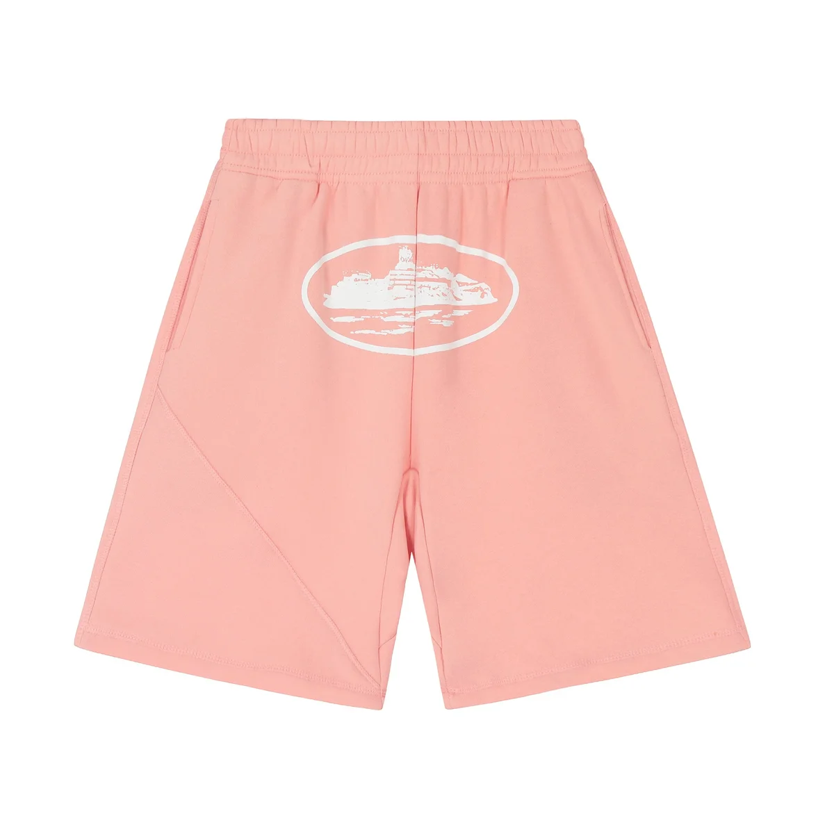 Pink Solid Graphic Print Shorts