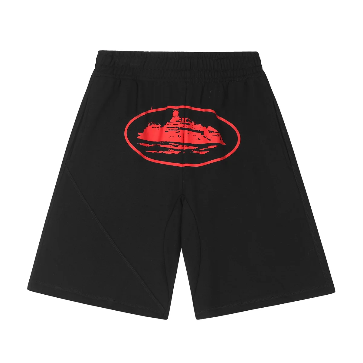 Black Red Graphic Print Shorts