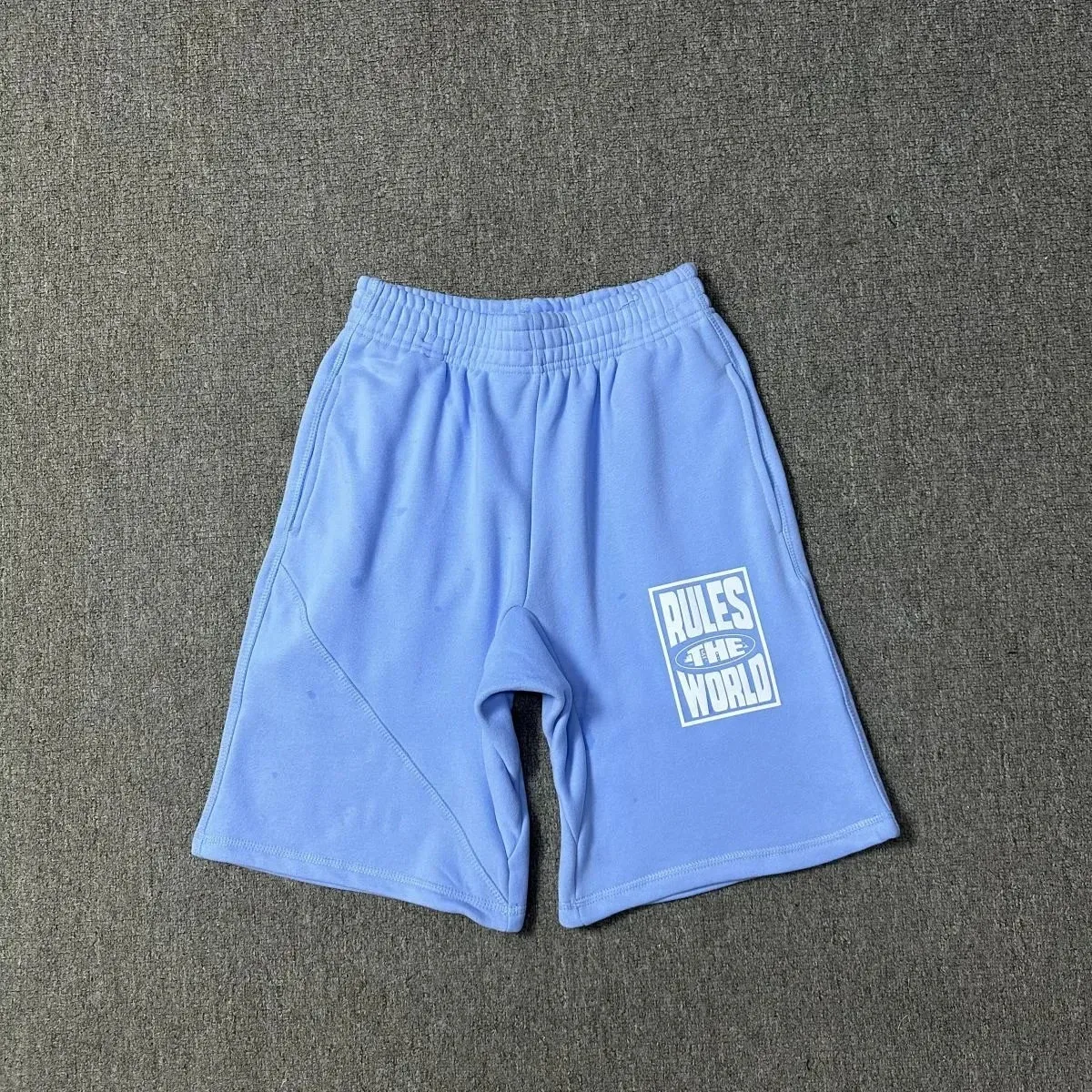 Blue 'Rules the World' Printed Shorts