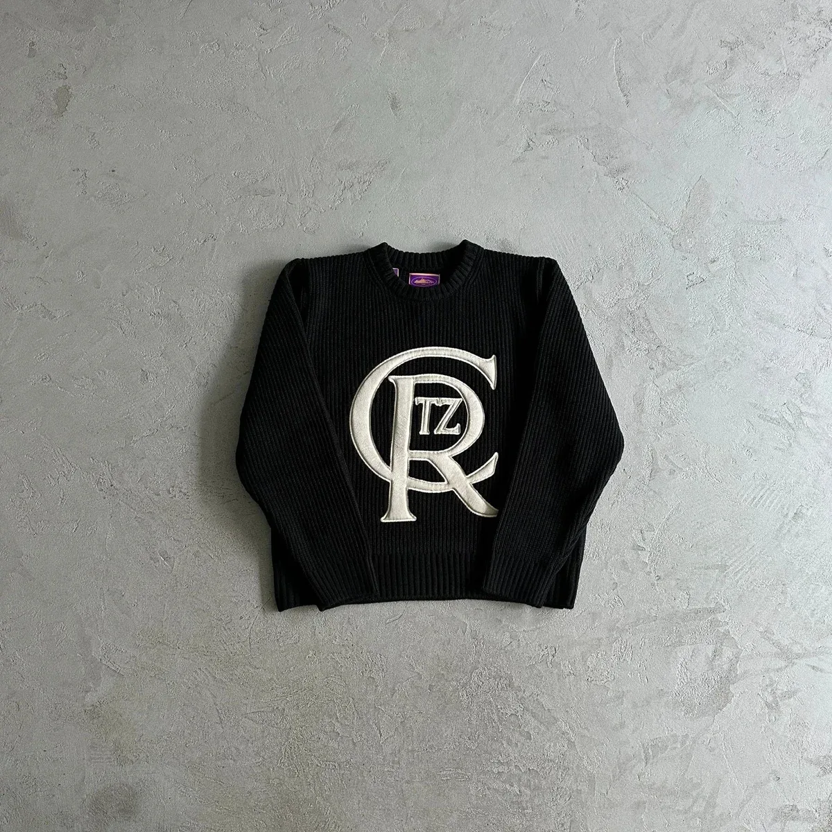 Black CR Logo Crewneck Sweater