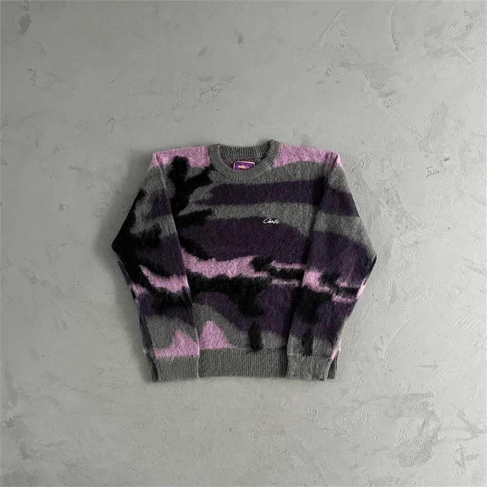 Other Unisex Camo Pattern Sweater in Purple & Grey Purple - 1