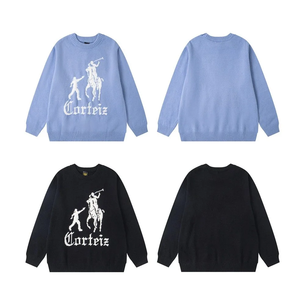 Corteiz RTW Polo Graphic Knit Sweater Blue/Black