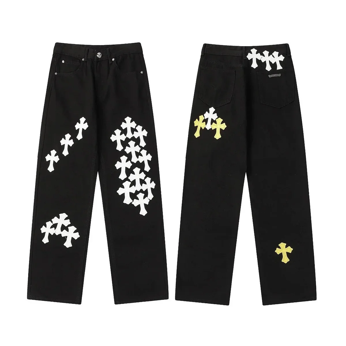 Chrome Hearts Cross Embroidered Jeans Black