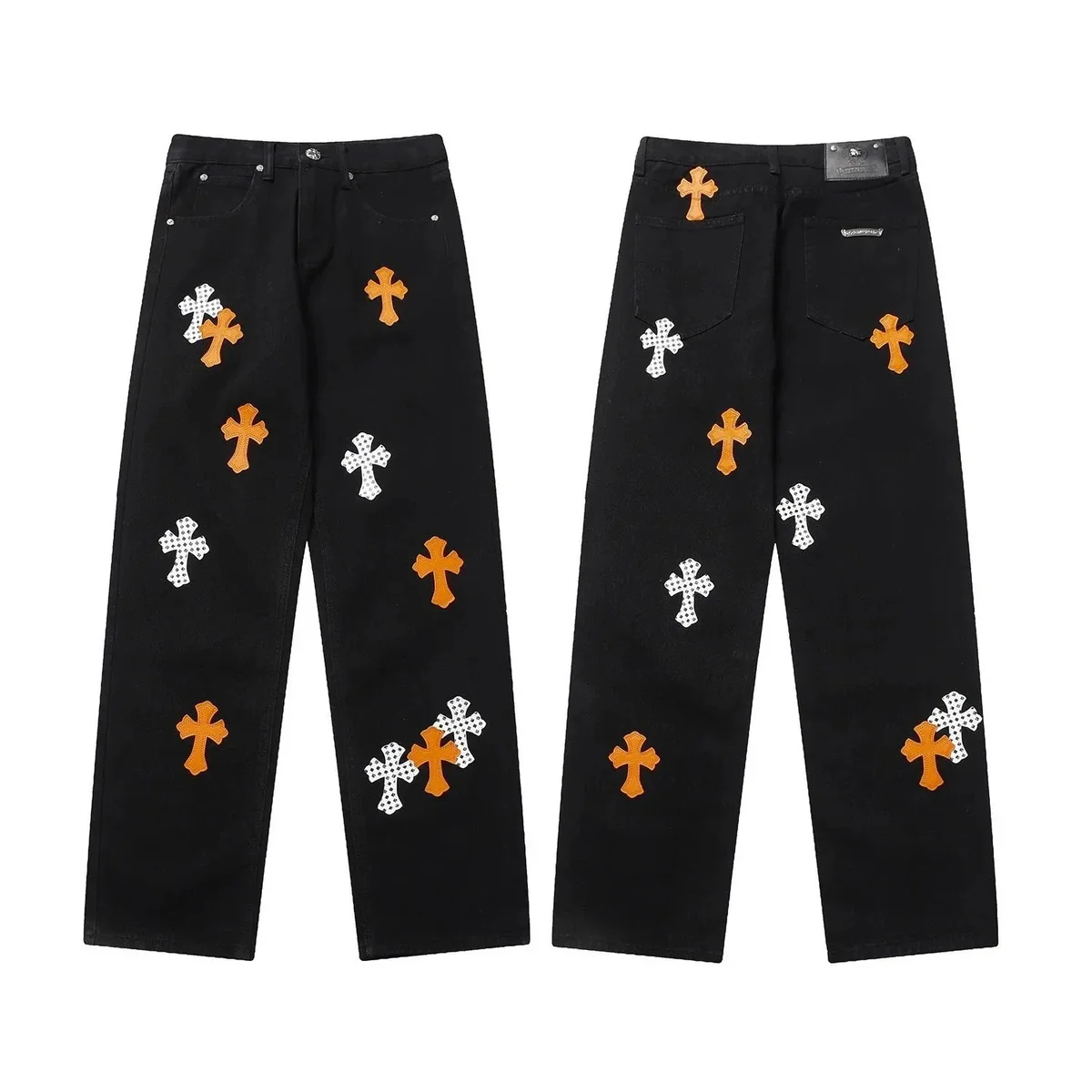 Black Cross Applique Jeans 1-24