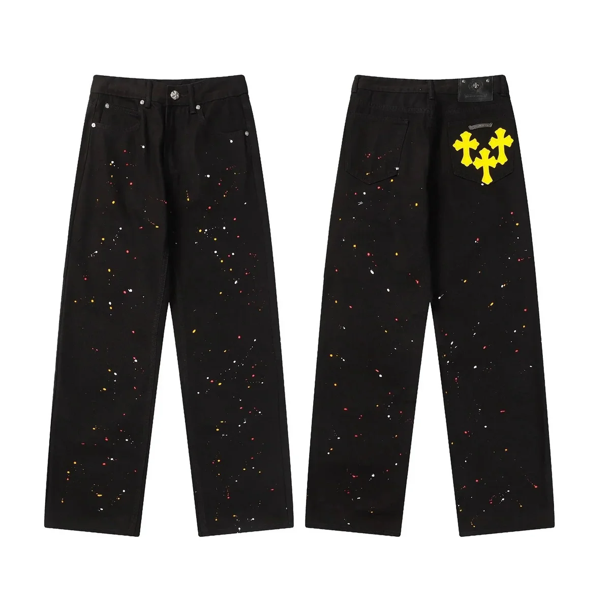 Chrome Hearts Paint Splatter Jeans Black