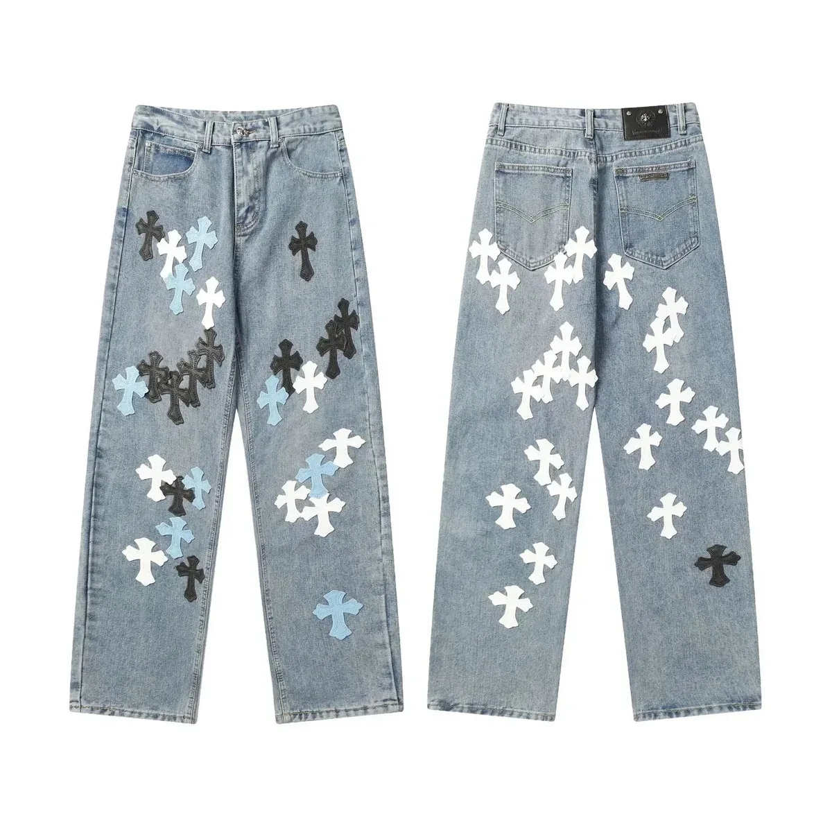 Cross Applique Denim Jeans