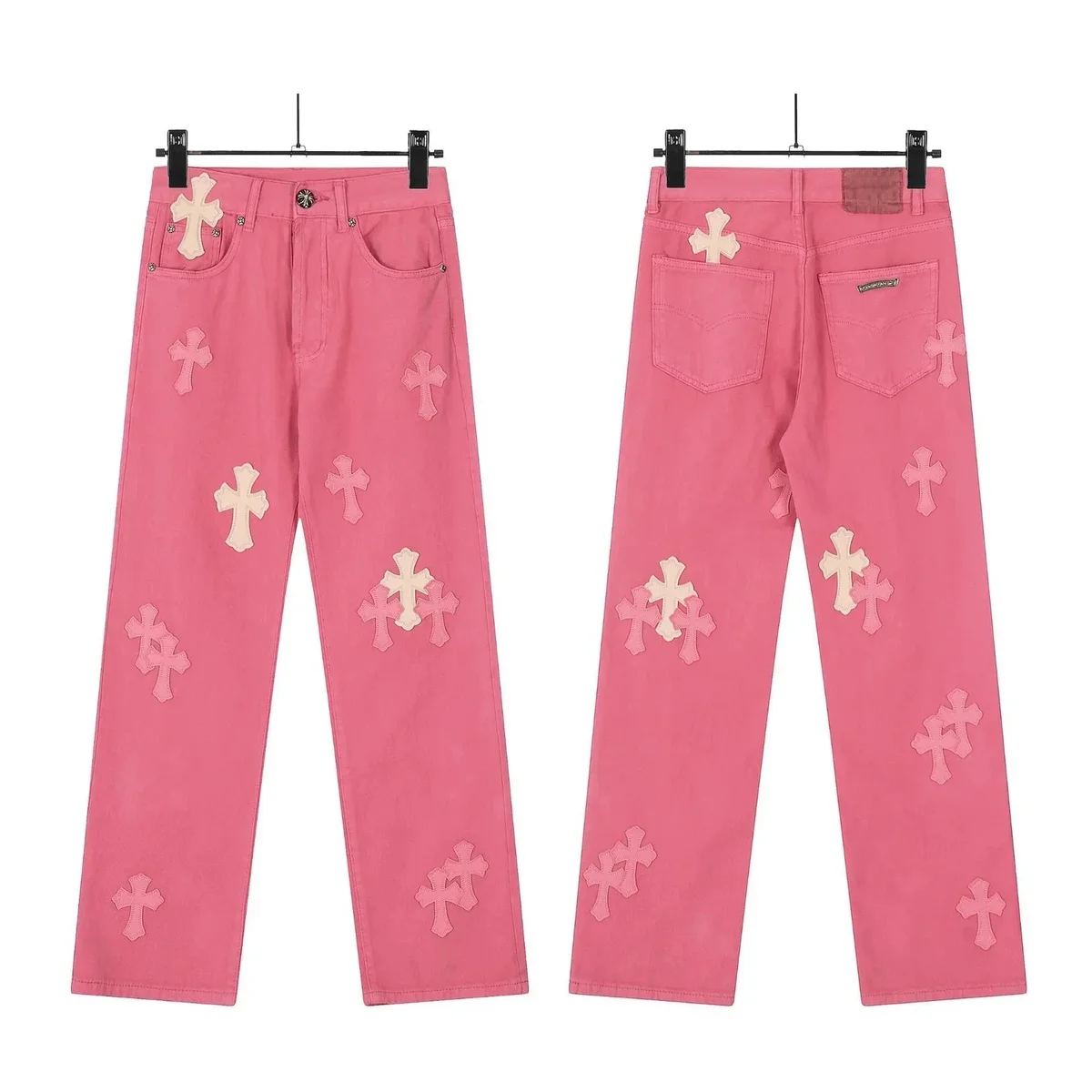 Chrome Hearts Pink Cross Denim Jeans