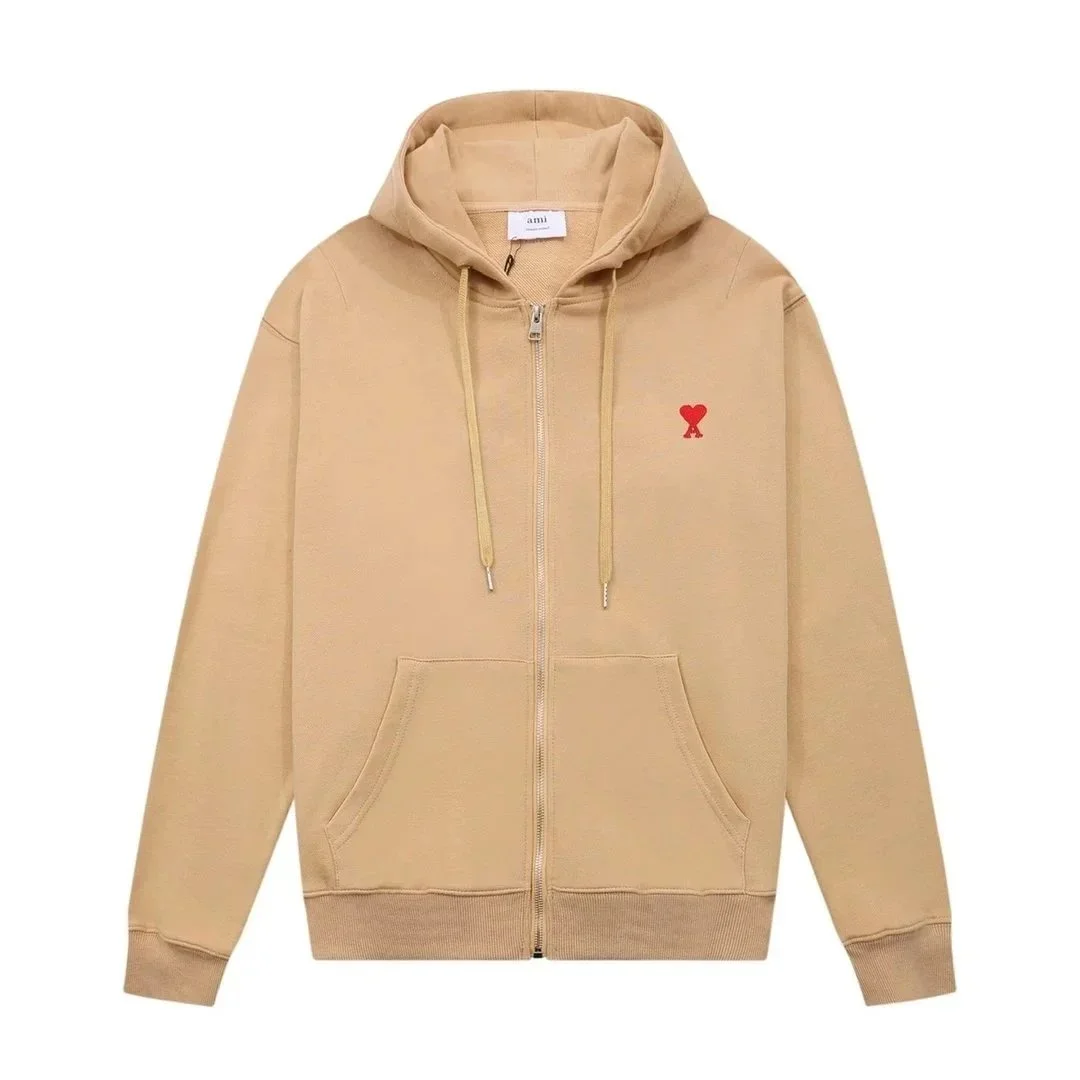 AMI Beige AMI Heart Zip-Up Hoodie