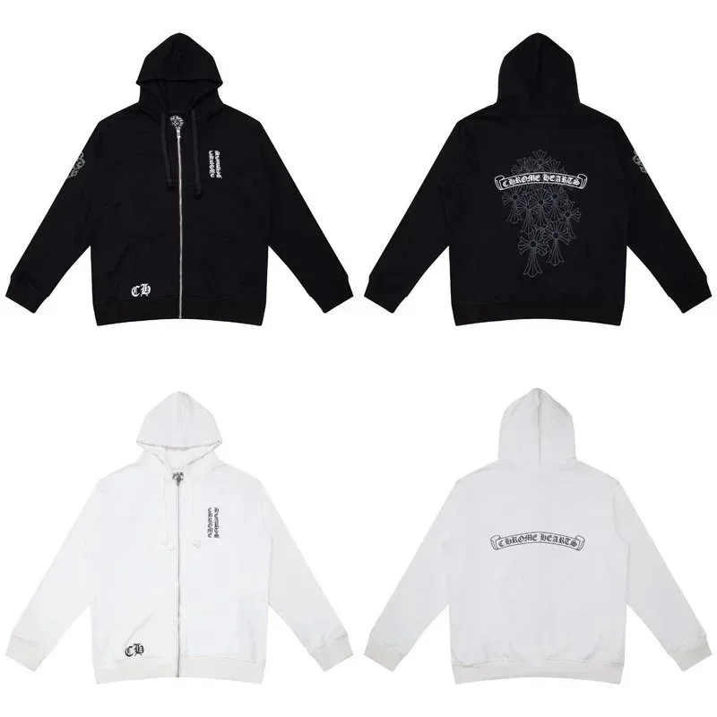 Chrome Hearts CH Cross Zip-Up Hoodie White