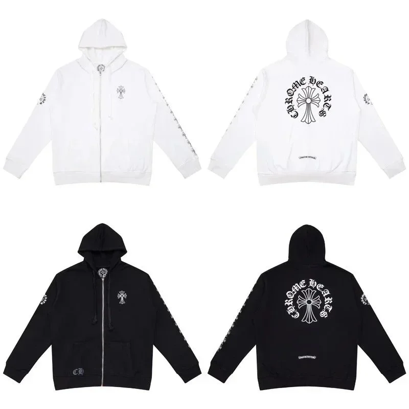 Chrome Hearts CH Cross Zip-Up Hoodie White