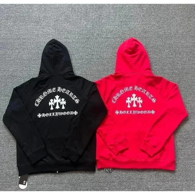 Chrome Hearts Hollywood Zip-Up Hoodie Black/Red