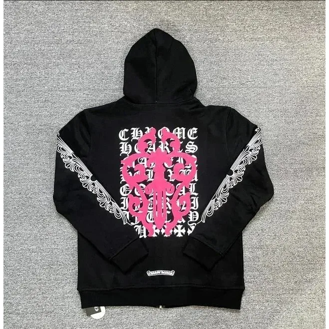 Chrome Hearts Gothic Cross Zip-Up Hoodie Black