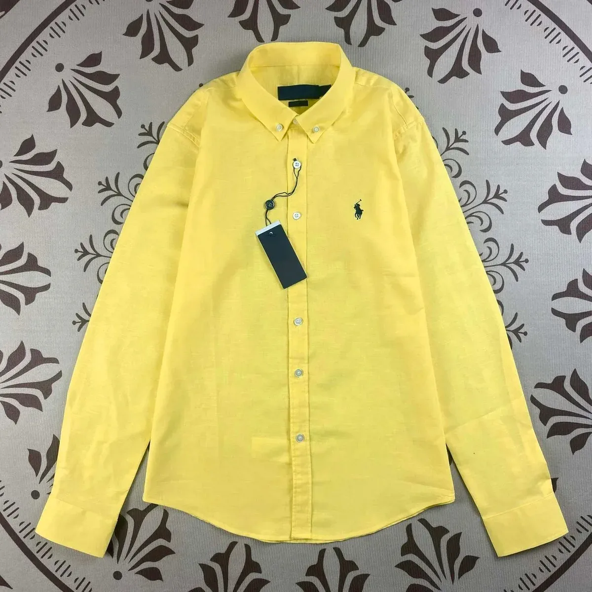 Ralph Lauren Polo Bear Yellow Linen Button-Up Shirt