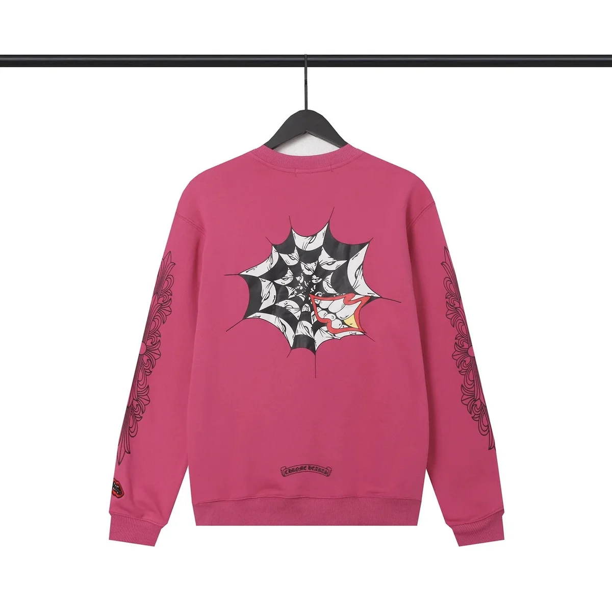Chrome Hearts Pink Web Print Crewneck Sweatshirt