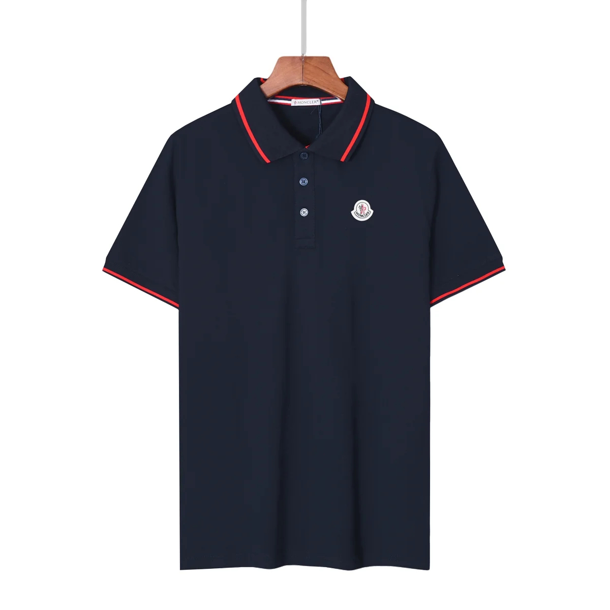 Moncler Navy Red Trim Polo Shirt
