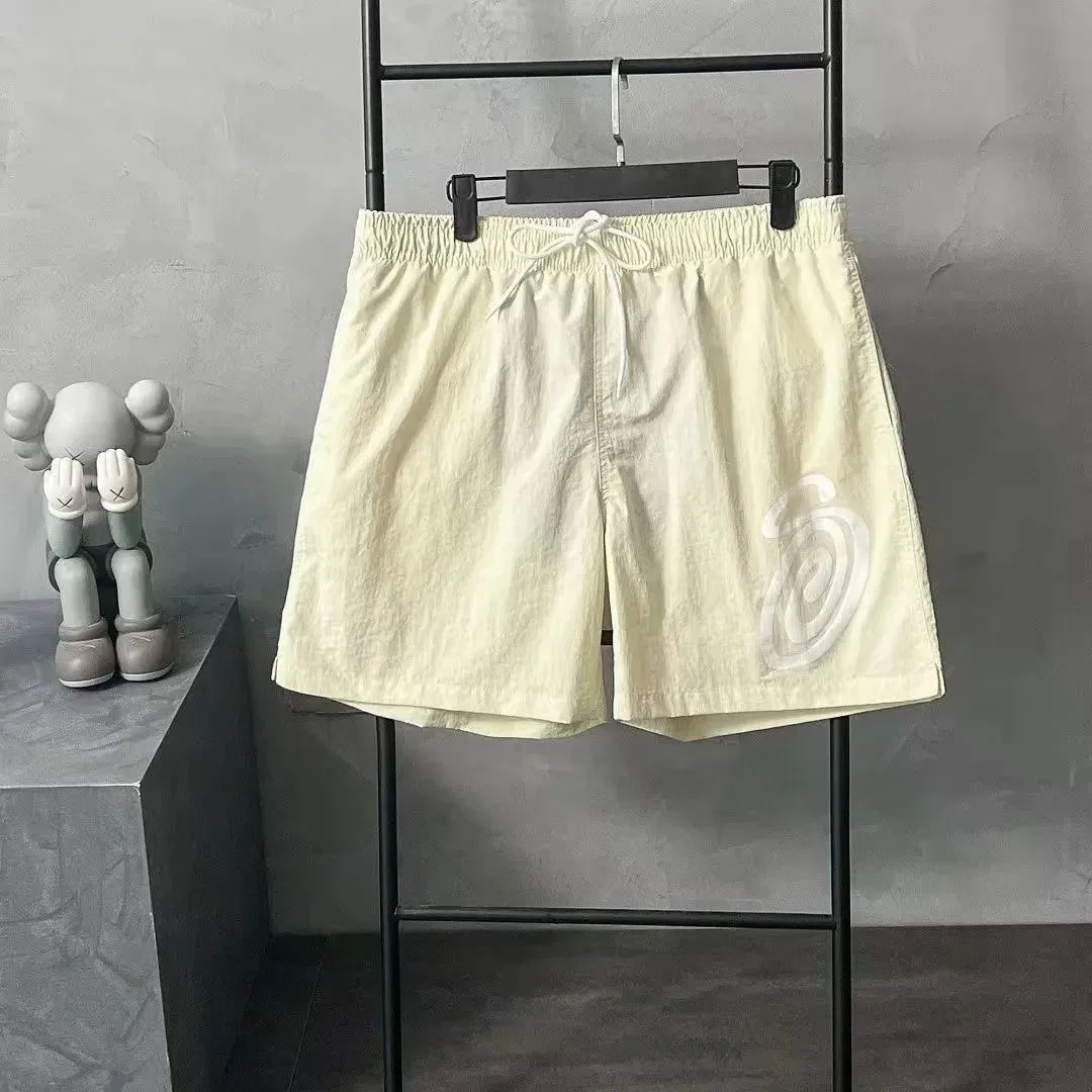 Light Yellow Spiral Print Casual Shorts