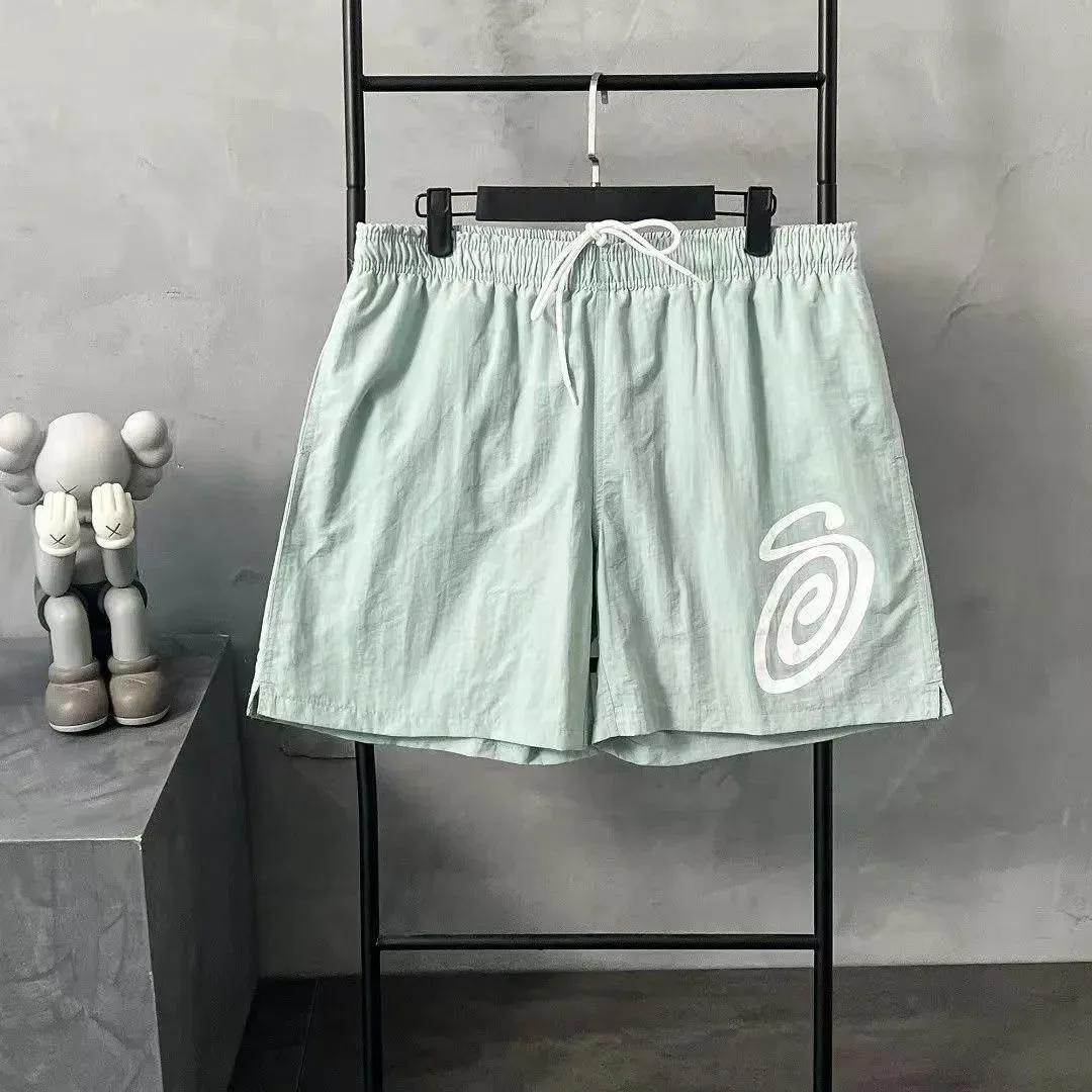 Light Green Spiral Print Shorts