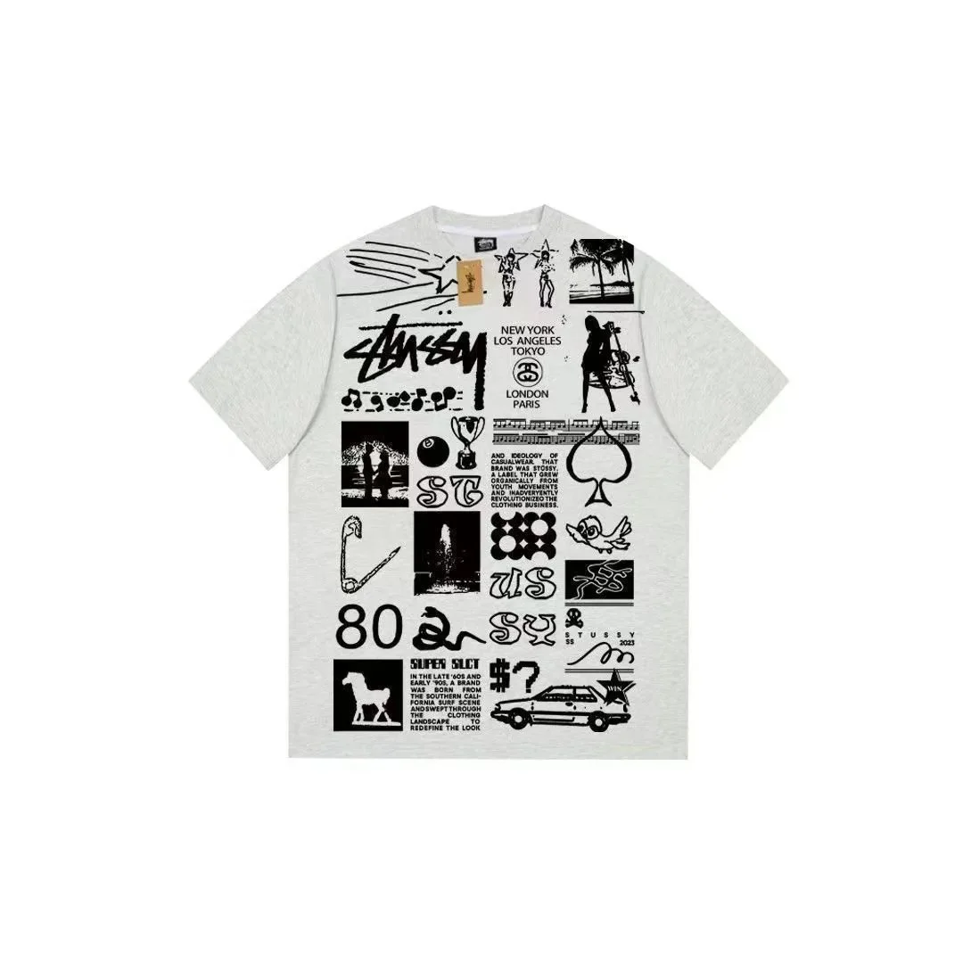 Stussy Stüssy Graphic Print T-Shirt Light Grey