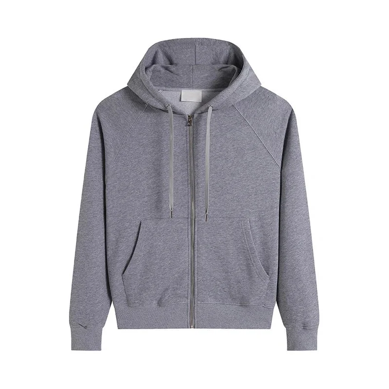 Unisex Grey Solid Hoodie Jacket