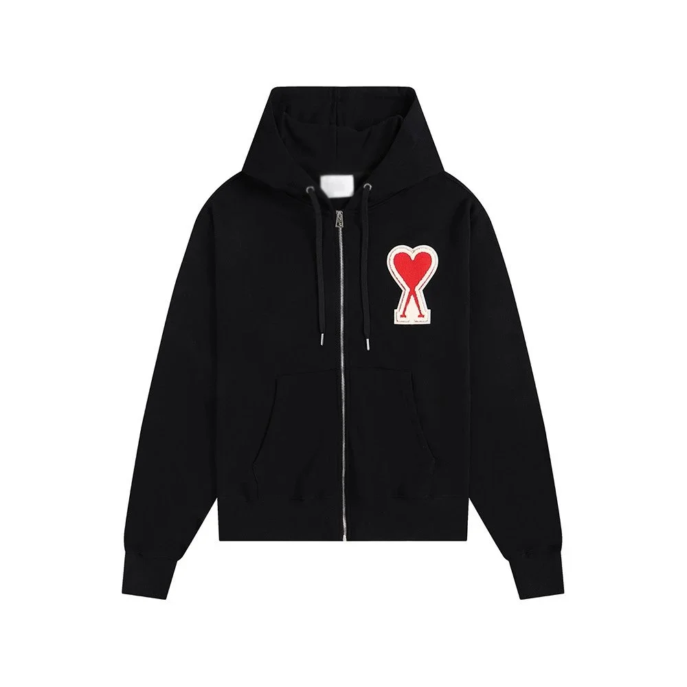 Ami Paris AMI-23-03 Black Heart Zip-Up Hoodie