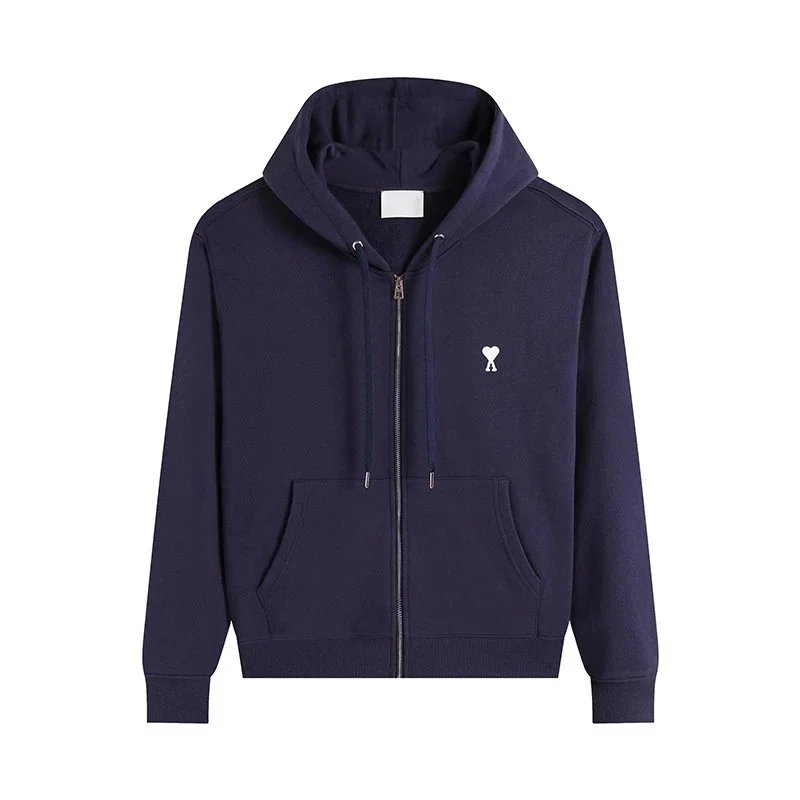 Ami Paris Hoodie Jacket Navy Solid Product Type